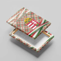 Hungary Christmas Canvas Wall Art with Red Green Plaid Pattern Crown and Double Cross Motif - Wonder Print Shop