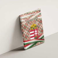 Hungary Christmas Canvas Wall Art with Red Green Plaid Pattern Crown and Double Cross Motif - Wonder Print Shop