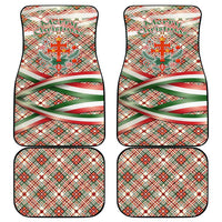 Hungary Christmas Car Mats with Red Green Plaid Pattern Crown and Double Cross Motif - Wonder Print Shop