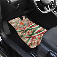 Hungary Christmas Car Mats with Red Green Plaid Pattern Crown and Double Cross Motif - Wonder Print Shop