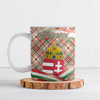 Hungary Christmas Ceramic Mug with Red Green Plaid Pattern Crown and Double Cross Motif - Wonder Print Shop