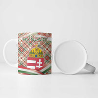 Hungary Christmas Ceramic Mug with Red Green Plaid Pattern Crown and Double Cross Motif - Wonder Print Shop