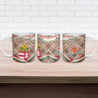 Hungary Christmas Ceramic Mug with Red Green Plaid Pattern Crown and Double Cross Motif - Wonder Print Shop