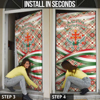 Hungary Christmas Door Cover with Red Green Plaid Pattern Crown and Double Cross Motif - Wonder Print Shop