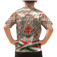 Hungary Christmas Family Matching Mermaid Dress and Hawaiian Shirt with Red Green Plaid Pattern Crown and Double Cross Motif - Wonder Print Shop