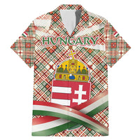 Hungary Christmas Family Matching Mermaid Dress and Hawaiian Shirt with Red Green Plaid Pattern Crown and Double Cross Motif - Wonder Print Shop