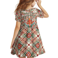 Hungary Christmas Family Matching Off Shoulder Maxi Dress and Hawaiian Shirt with Red Green Plaid Pattern Crown and Double Cross Motif - Wonder Print Shop