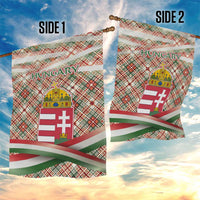 Hungary Christmas Garden Flag with Red Green Plaid Pattern Crown and Double Cross Motif - Wonder Print Shop
