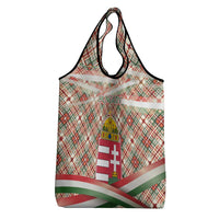 Hungary Christmas Grocery Bag with Red Green Plaid Pattern Crown and Double Cross Motif - Wonder Print Shop