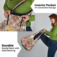 Hungary Christmas Grocery Bag with Red Green Plaid Pattern Crown and Double Cross Motif - Wonder Print Shop