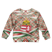 Hungary Christmas Kid Ugly Christmas Sweater with Red Green Plaid Pattern Crown and Double Cross Motif - Wonder Print Shop