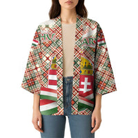 Hungary Christmas Kimono with Red Green Plaid Pattern Crown and Double Cross Motif - Wonder Print Shop