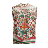 Hungary Christmas Knitted V-Neck Vest with Red Green Plaid Pattern Crown and Double Cross Motif - Wonder Print Shop