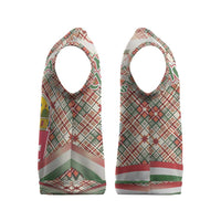 Hungary Christmas Knitted V-Neck Vest with Red Green Plaid Pattern Crown and Double Cross Motif - Wonder Print Shop