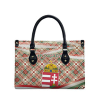 Hungary Christmas Leather Bag with Red Green Plaid Pattern Crown and Double Cross Motif - Wonder Print Shop