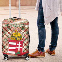 Hungary Christmas Luggage Cover with Red Green Plaid Pattern Crown and Double Cross Motif - Wonder Print Shop