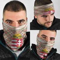 Hungary Christmas Neck Gaiter with Red Green Plaid Pattern Crown and Double Cross Motif - Wonder Print Shop