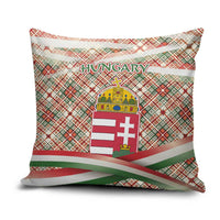 Hungary Christmas Pillow Cover with Red Green Plaid Pattern Crown and Double Cross Motif - Wonder Print Shop