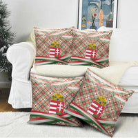 Hungary Christmas Pillow Cover with Red Green Plaid Pattern Crown and Double Cross Motif - Wonder Print Shop
