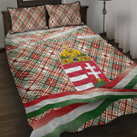 Hungary Christmas Quilt Bed Set with Red Green Plaid Pattern Crown and Double Cross Motif - Wonder Print Shop