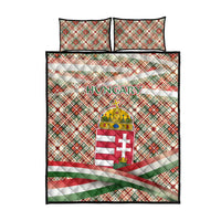 Hungary Christmas Quilt Bed Set with Red Green Plaid Pattern Crown and Double Cross Motif - Wonder Print Shop