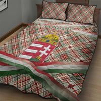 Hungary Christmas Quilt Bed Set with Red Green Plaid Pattern Crown and Double Cross Motif - Wonder Print Shop