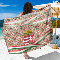 Hungary Christmas Sarong with Red Green Plaid Pattern Crown and Double Cross Motif - Wonder Print Shop