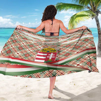 Hungary Christmas Sarong with Red Green Plaid Pattern Crown and Double Cross Motif - Wonder Print Shop