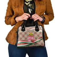Hungary Christmas Shoulder Handbag with Red Green Plaid Pattern Crown and Double Cross Motif - Wonder Print Shop