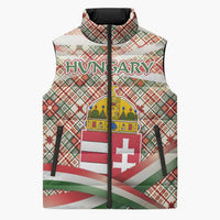 Hungary Christmas Sleeveless Puffer Jacket with Red Green Plaid Pattern Crown and Double Cross Motif - Wonder Print Shop