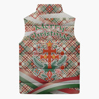 Hungary Christmas Sleeveless Puffer Jacket with Red Green Plaid Pattern Crown and Double Cross Motif - Wonder Print Shop