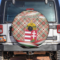 Hungary Christmas Spare Tire Cover with Red Green Plaid Pattern Crown and Double Cross Motif - Wonder Print Shop