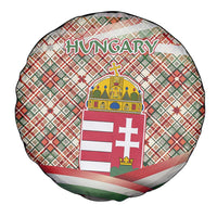 Hungary Christmas Spare Tire Cover with Red Green Plaid Pattern Crown and Double Cross Motif - Wonder Print Shop