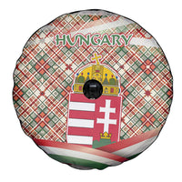 Hungary Christmas Spare Tire Cover with Red Green Plaid Pattern Crown and Double Cross Motif - Wonder Print Shop