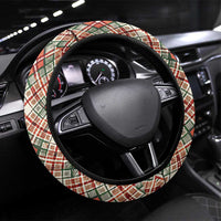Hungary Christmas Steering Wheel Cover with Red Green Plaid Pattern Crown and Double Cross Motif - Wonder Print Shop