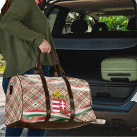 Hungary Christmas Travel Bag with Red Green Plaid Pattern Crown and Double Cross Motif - Wonder Print Shop
