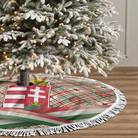 Hungary Christmas Tree Skirt with Red Green Plaid Pattern Crown and Double Cross Motif - Wonder Print Shop