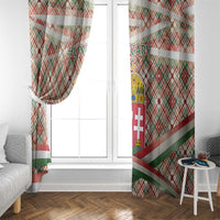 Hungary Christmas Window Curtain with Red Green Plaid Pattern Crown and Double Cross Motif - Wonder Print Shop