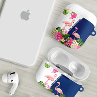 Turks and Caicos Islands AirPods Case with Flamingos Floral Pattern and National Crest Design - Wonder Print Shop