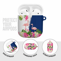 Turks and Caicos Islands AirPods Case with Flamingos Floral Pattern and National Crest Design - Wonder Print Shop