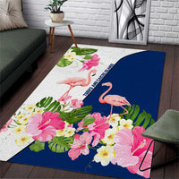 Turks and Caicos Islands Area Rug with Flamingos Floral Pattern and National Crest Design - Wonder Print Shop