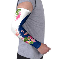Turks and Caicos Islands Arm Sleeves with Flamingos Floral Pattern and National Crest Design - Wonder Print Shop