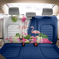 Turks and Caicos Islands Back Car Seat Cover with Flamingos Floral Pattern and National Crest Design - Wonder Print Shop