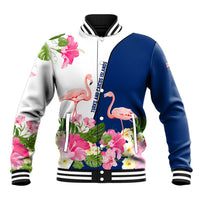 Turks and Caicos Islands Baseball Jacket with Flamingos Floral Pattern and National Crest Design - Wonder Print Shop