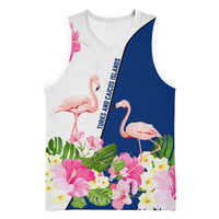 Turks and Caicos Islands Basketball Jersey with Flamingos Floral Pattern and National Crest Design - Wonder Print Shop