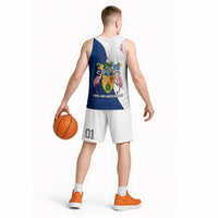 Turks and Caicos Islands Basketball Jersey with Flamingos Floral Pattern and National Crest Design - Wonder Print Shop