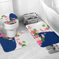 Turks and Caicos Islands Bathroom Set with Flamingos Floral Pattern and National Crest Design - Wonder Print Shop