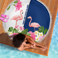 Turks and Caicos Islands Beach Blanket with Flamingos Floral Pattern and National Crest Design - Wonder Print Shop