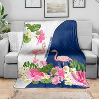 Turks and Caicos Islands Blanket with Flamingos Floral Pattern and National Crest Design - Wonder Print Shop