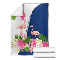 Turks and Caicos Islands Blanket with Flamingos Floral Pattern and National Crest Design - Wonder Print Shop